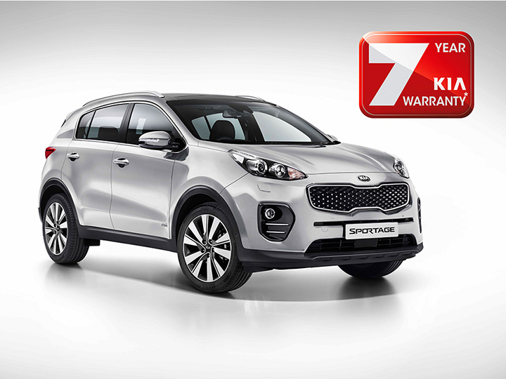 Car with 7-year warranty sign