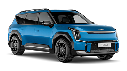 Blue EV9 from the side